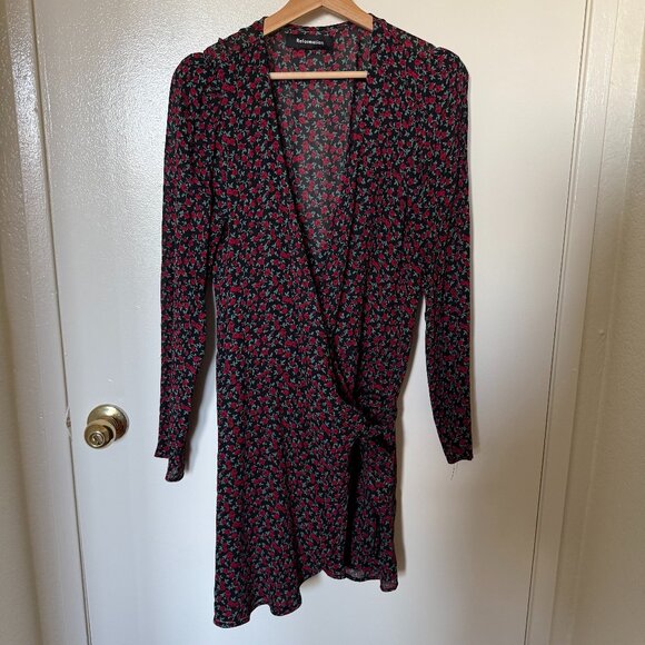 Reformation Brooke Rose Print Wrap Mini Dress M - Picture 2 of 7